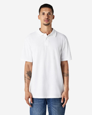 64800 Adult Pique Polo Front (White) 64800 Adult Pique Polo Front (White)