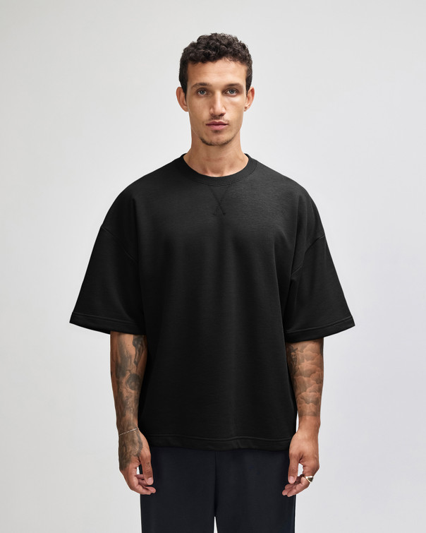 French Terry Unisex Oversized Boxy Top (Black)