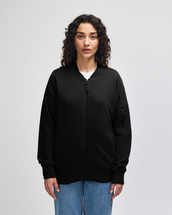 French Terry Unisex Bomber Jacket (Black)