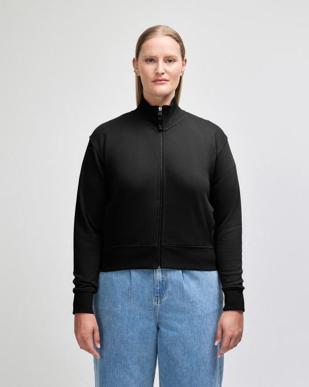 French Terry  Women’s Full Zip Jacket (Black)