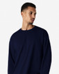 2400 Ultra Cotton Adult Long Sleeve T-Shirt Close Up (Navy)
