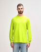 2400 Ultra Cotton Adult Long Sleeve T-Shirt Front (Safety Green)