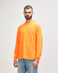 2400 Ultra Cotton Adult Long Sleeve T-Shirt Front (Safety Orange)