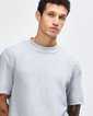Pique Unisex Mockneck T-shirt Crop (Heather Grey)