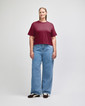 Womens Fine Jersey Boxy T-shirt (Burgundy)