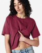 Womens Fine Jersey Boxy T-shirt (Burgundy)