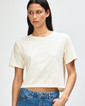 Womens Fine Jersey Boxy T-shirt Crop (Cream)