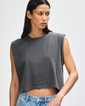 Women's Garment Dyed Muscle T-shirt Crop (Faded Black)