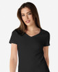 64V00L Women's V-Neck T-Shirt Close Up (Black)