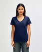 64V00L Women's V-Neck T-Shirt Front (Navy)