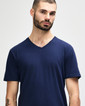 64V00 Adult V-Neck T-Shirt Close Up (Navy)