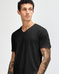 American Apparel 2006CVC Unisex Short Sleeve V-Neck T-Shirt (Black)