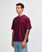 Heavyweight Cotton Unisex Boxy T-Shirt Side (Burgundy)