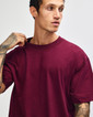 Heavyweight Cotton Unisex Boxy T-Shirt Closeup (Burgundy)