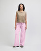 French Terry Women's Wide Leg Pants (Powder Pink)