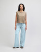 French Terry Women's Wide Leg Pants (Powder Blue)
