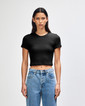 BR210 Women's Crop Fitted T-Shirt Front (Black)