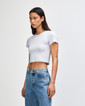 BR210 Women's Crop Fitted T-Shirt Side (Heather Grey)