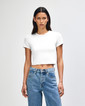 BR210 Women's Crop Fitted T-Shirt Front (White)