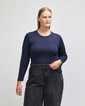 BR2107 Women's Long Sleeve Cropped T-Shirt (Navy)