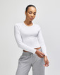 BR2107 Women's Long Sleeve Cropped T-Shirt (White)
