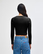 BR2107 Women's Long Sleeve Cropped T-Shirt Back (Black)