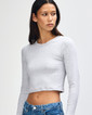 BR2107 Women's Long Sleeve Cropped T-Shirt Closeup (Heather Grey)