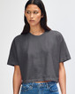 Heavyweight Cotton Women's Crop Boxy T-Shirt (Faded Black)