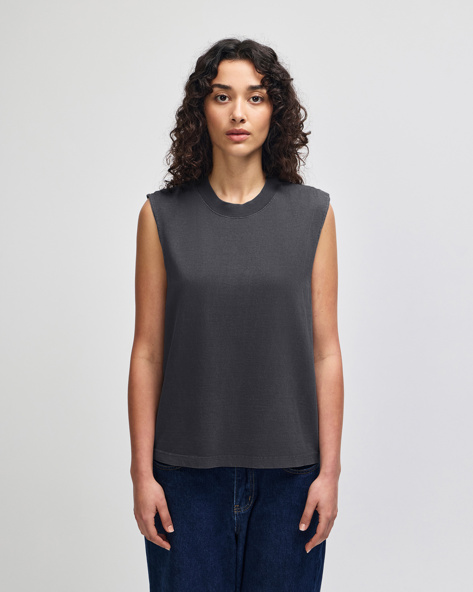 American Apparel Heavyweight Cotton Unisex Garment Dyed Boxy Muscle T-Shirt 207GD