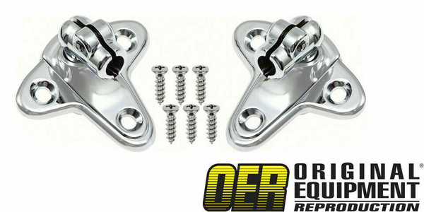 Sun Visor Support Bracket, Chrome. Sold in Pairs, fits 1955-1958 Chevrolet Hardtop Passenger Cars