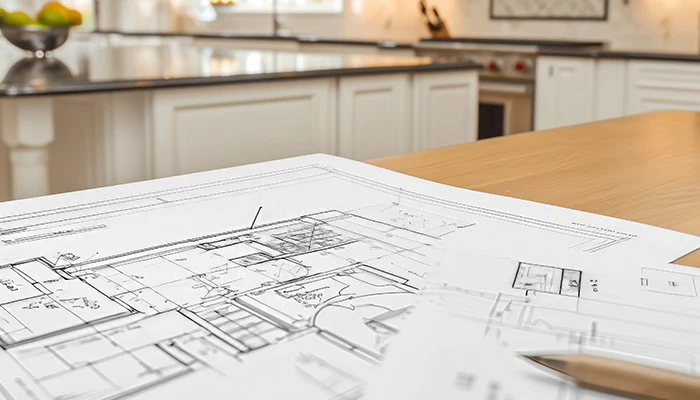 A technical and design team member working on a plan sent in by a customer for a lighting design quote