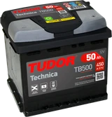 Batería Tudor TB500 vista frontal en perspectiva