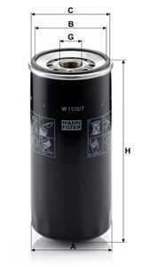 Filtro de aceite MANN-FILTER W 1170/7 229mm 108mm