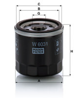 Filtro de aceite MANN-FILTER W 6031 65mm 66mm