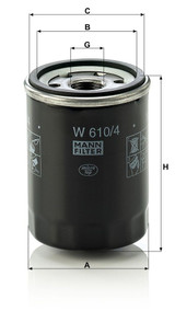 Filtro de aceite MANN-FILTER W 610/4 90mm 66mm