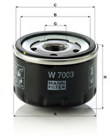 Filtro de aceite MANN-FILTER W 7003 53mm 76mm