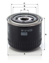 Filtro de aceite MANN-FILTER W 914/28 78mm 93mm