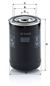 Filtro de aceite MANN-FILTER W 940/62 142mm 93mm