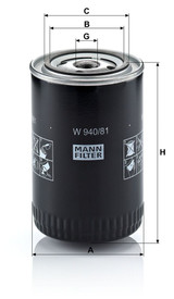 Filtro de aceite MANN-FILTER W 940/81 142mm 93mm