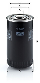 Filtro de aceite MANN-FILTER W 950/26 171mm 93mm