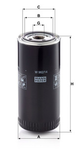 Filtro, sistema hidráulico operador MANN-FILTER W 962/14 210mm 93mm