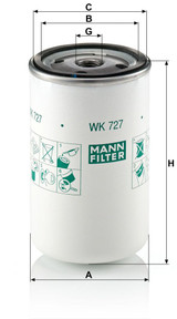 Filtro combustible MANN-FILTER WK 727 124mm 76mm