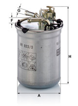 Filtro combustible MANN-FILTER WK 823/3 x 109mm 80mm