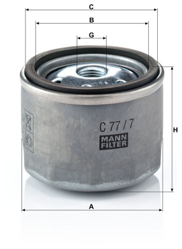 Filtro aire, turbocompresor MANN-FILTER C 77/7 62mm 76mm