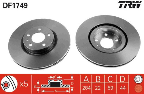 Disco de freno TRW DF1749 284mm 22mm