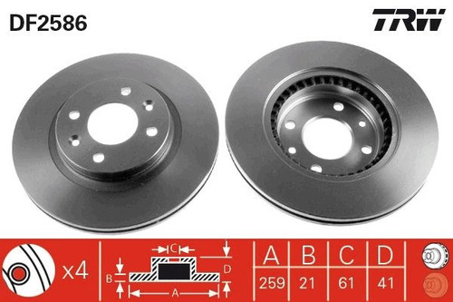 Disco de freno TRW DF2586 259mm 20,6mm