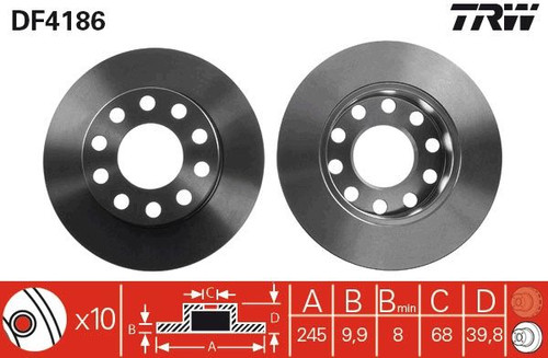 Disco de freno TRW DF4186 245mm 9,9mm
