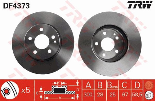 Disco de freno TRW DF4373 112mm 67mm