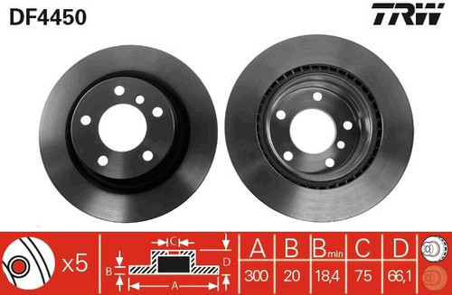 Disco de freno TRW DF4450 300mm 75mm