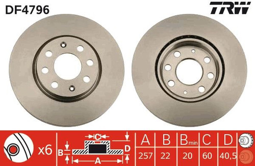 Disco de freno TRW DF4796 20mm 22mm